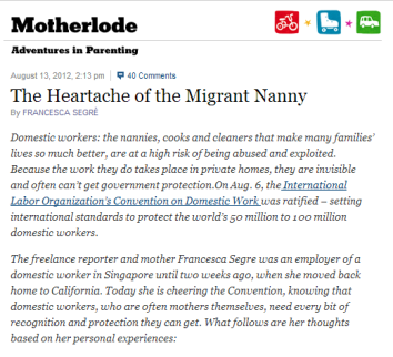 The Heartache of the Migrant Nanny NYTimes.com